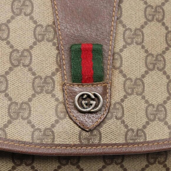 GUCCI GG Supreme Web Sherry Line Clutch Bag PVC Beige Red - Picture 8 of 16